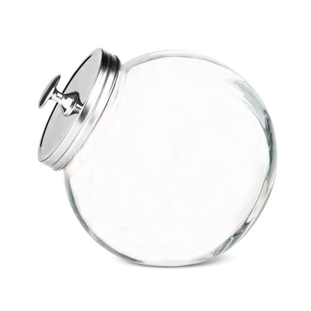 HOME BASICS Large 91 oz Round Glass Candy Storage Jar with Stainless Steel Top, Clear GJ01385